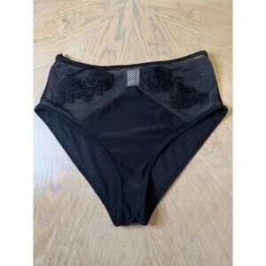 Wolf & Whistle black high waisted with lace detail swim bottom size UK12(US M/8)